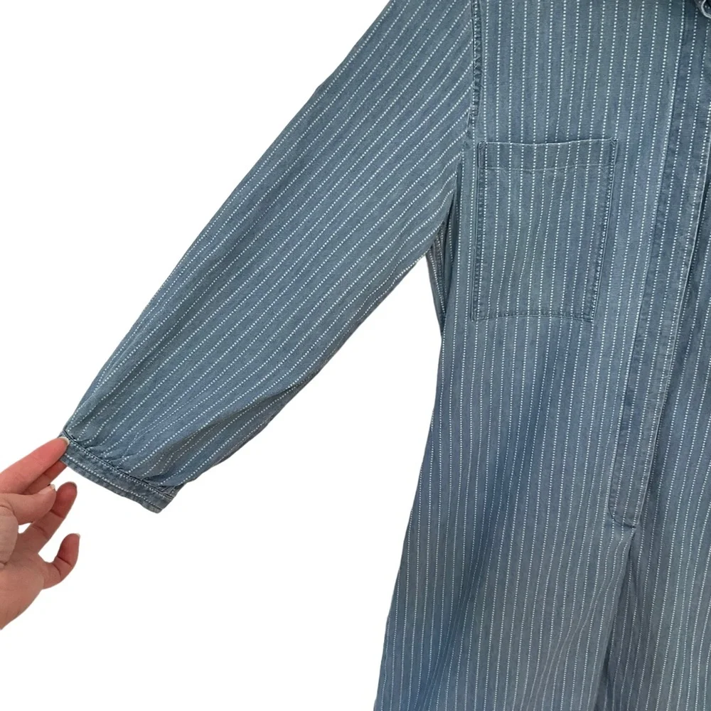 Levi’s Made & Crafted Light Blue Dotted Denim Shirt Dress With Pockets - Picture 13 of 16